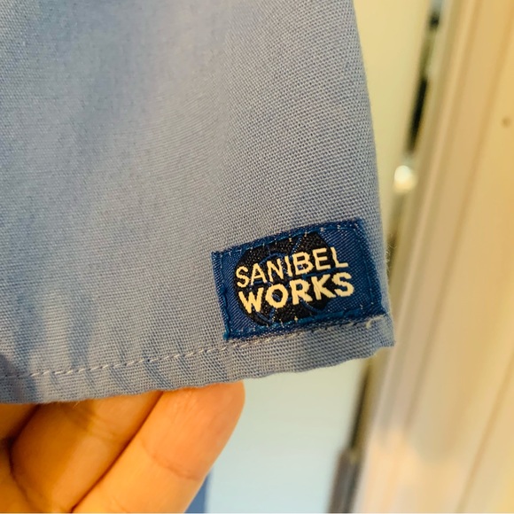 Sanibel Works Mens Scrubs Set Light Blue Top M Bottom S - Picture 4 of 5
